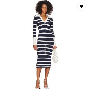 Arlie Striped Midi Knit Dress in Navy & White
L'Academie